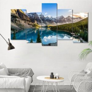 Moraine Lake 2 - Nature 5 Panel Canvas Art Wall Decor