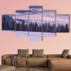 Morning Fog In The Winter Mountains - Nature 5 Panel Canvas Art Wall Decor