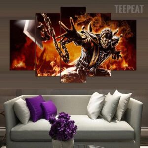Mortal Kombat - Scorpion - Gaming 5 Panel Canvas Art Wall Decor