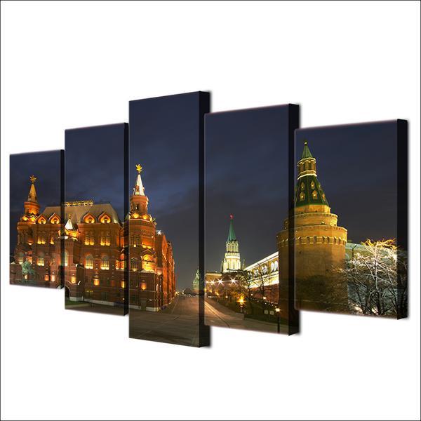 Moscow Russia Kremlin City - Nature 5 Panel Canvas Art Wall Decor Moscow Russia Kremlin City - Nature 5 Panel Canvas Art Wall Decor