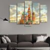 Moscow Russia Red Square - Nature 5 Panel Canvas Art Wall Decor