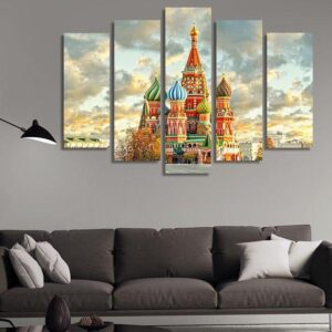 Moscow Russia Red Square - Nature 5 Panel Canvas Art Wall Decor