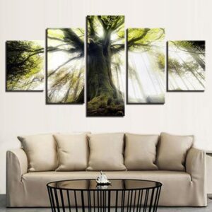 Mossy Tree - Nature 5 Panel Canvas Art Wall Decor