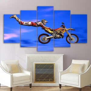 Moto-X X-Games Superman Dirtbike - Sport 5 Panel Canvas Art Wall Decor