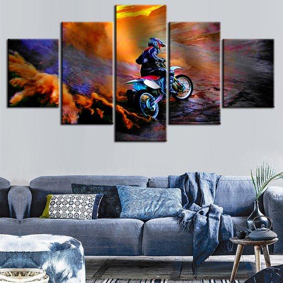 Motocross 2 - Sport 5 Panel Canvas Art Wall Decor Motocross 2 - Sport 5 Panel Canvas Art Wall Decor