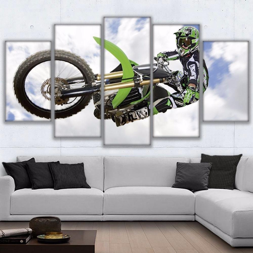 Motocross Dirt Bike Sport - 5 Panel Canvas Art Wall Decor Motocross Dirt Bike Sport - 5 Panel Canvas Art Wall Decor