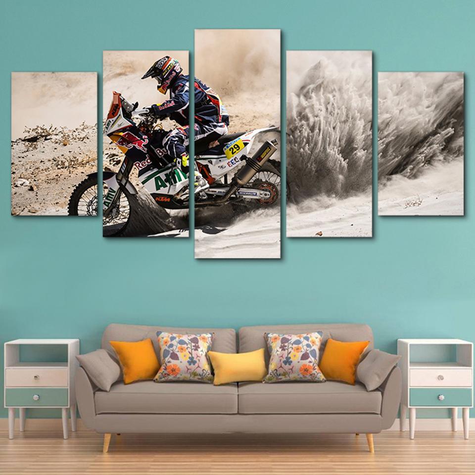 Motocross Motorcycle - Automative 5 Panel Canvas Art Wall Decor Motocross Motorcycle - Automative 5 Panel Canvas Art Wall Decor