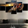 Motocross Supercross Dirtbike Air Stunt - Sport 5 Panel Canvas Art Wall Decor