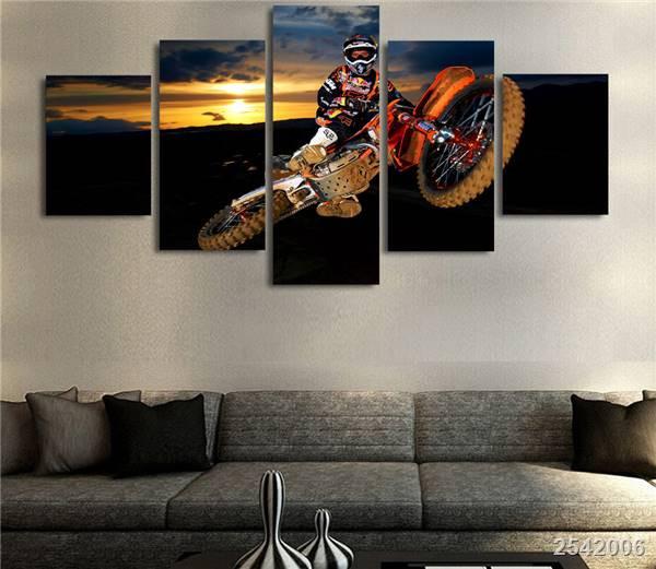Motocross Supercross Dirtbike Air Stunt - Sport 5 Panel Canvas Art Wall Decor Motocross Supercross Dirtbike Air Stunt - Sport 5 Panel Canvas Art Wall Decor