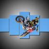 Motocross Supercross Dirtbike Air Tricks Stunts - Sport 5 Panel Canvas Art Wall Decor
