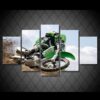 Motocross Supercross Dirtbike Skidding - Sport 5 Panel Canvas Art Wall Decor