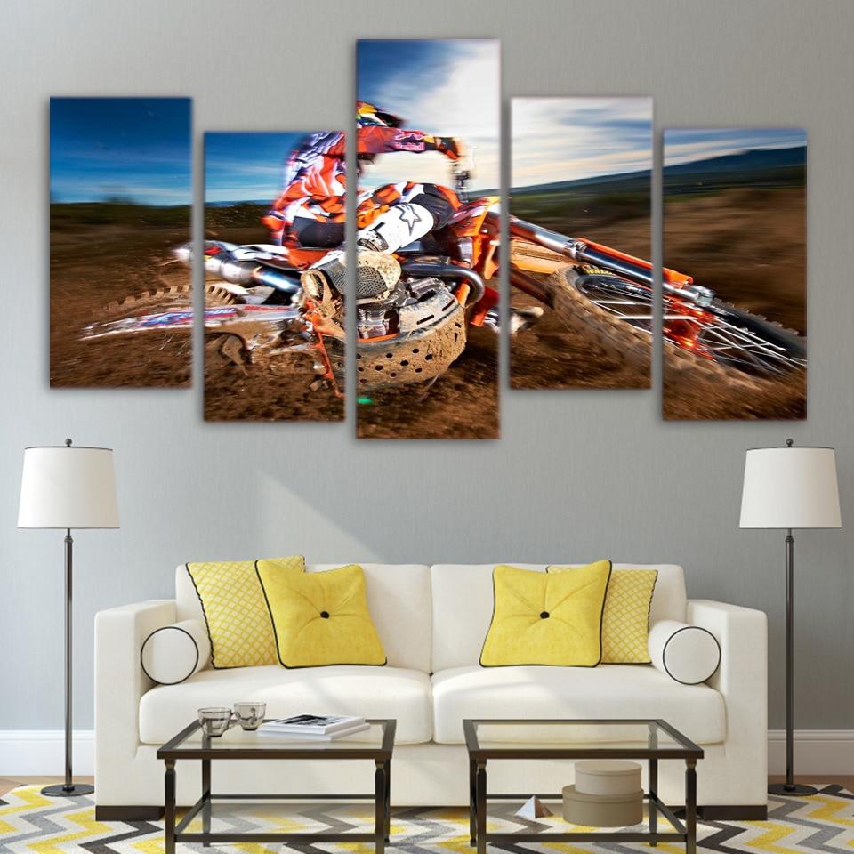 Motocross - Automative 5 Panel Canvas Art Wall Decor Motocross - Automative 5 Panel Canvas Art Wall Decor