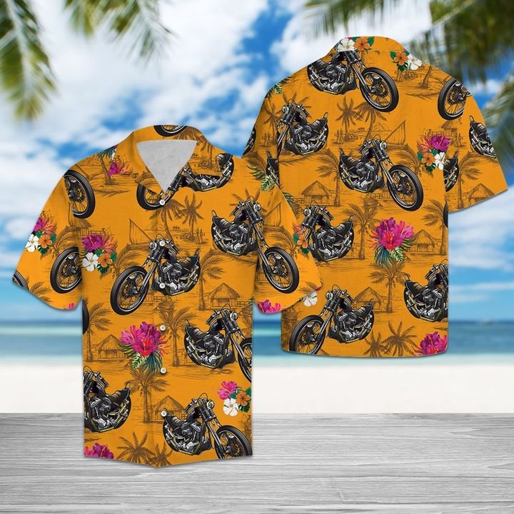 Motor Tropical Flowers Hawaiian Shirt Summer Button Up Motor Tropical Flowers Hawaiian Shirt Summer Button Up