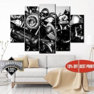 Motorbike 3 - Automative 5 Panel Canvas Art Wall Decor