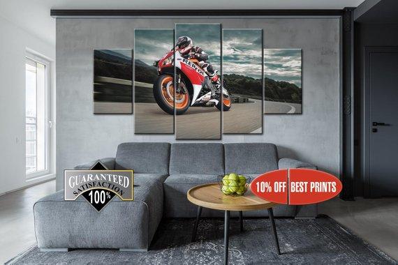 Motorbike Sport Bike Racing - Sport 5 Panel Canvas Art Wall Decor Motorbike Sport Bike Racing - Sport 5 Panel Canvas Art Wall Decor