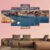 Motorboat Cruising Through A Channel In Lake Mead - Nature 5 Panel Canvas Art Wall Decor