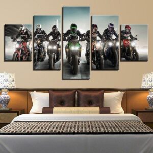 Motorcross Racing Motorcycle 2 - Sport 5 Panel Canvas Art Wall Decor