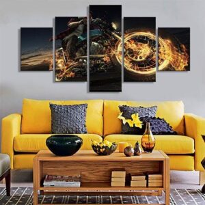 Motorcycle 3 - Abstract 5 Panel Canvas Art Wall Decor