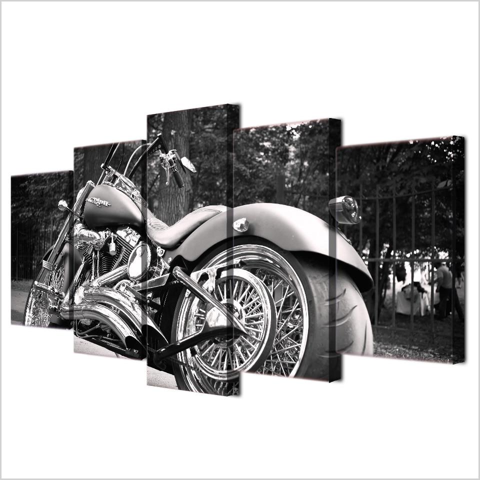 Motorcycle Bike Balck - Automative 5 Panel Canvas Art Wall Decor Motorcycle Bike Balck - Automative 5 Panel Canvas Art Wall Decor