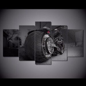 Motorcycle Bike Chopper Sports Race Motor Bikers Landscape - Automative 5 Panel Canvas Art Wall Decor