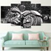 Motorcycle Chopper Wide Tire 1 - Automative 5 Panel Canvas Art Wall Decor