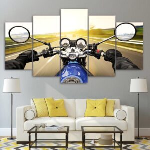 Motorcycle Driving 01 - Automative 5 Panel Canvas Art Wall Decor