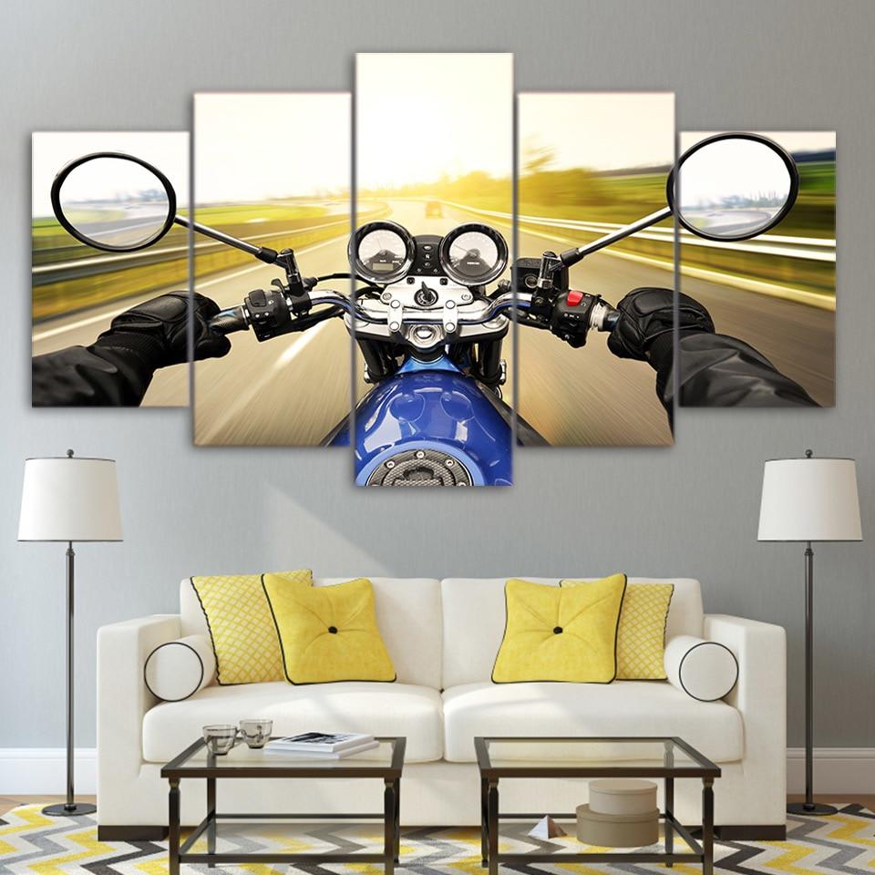 Motorcycle Driving 01 - Automative 5 Panel Canvas Art Wall Decor Motorcycle Driving 01 - Automative 5 Panel Canvas Art Wall Decor