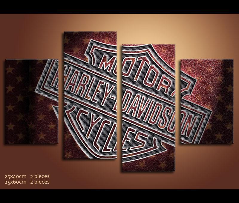 Motorcycle Harley Davidson Logo 1 Car & Motor 4 Pieces - 4 Panel Canvas Art Wall Decor Motorcycle Harley Davidson Logo 1 Car & Motor 4 Pieces - 4 Panel Canvas Art Wall Decor