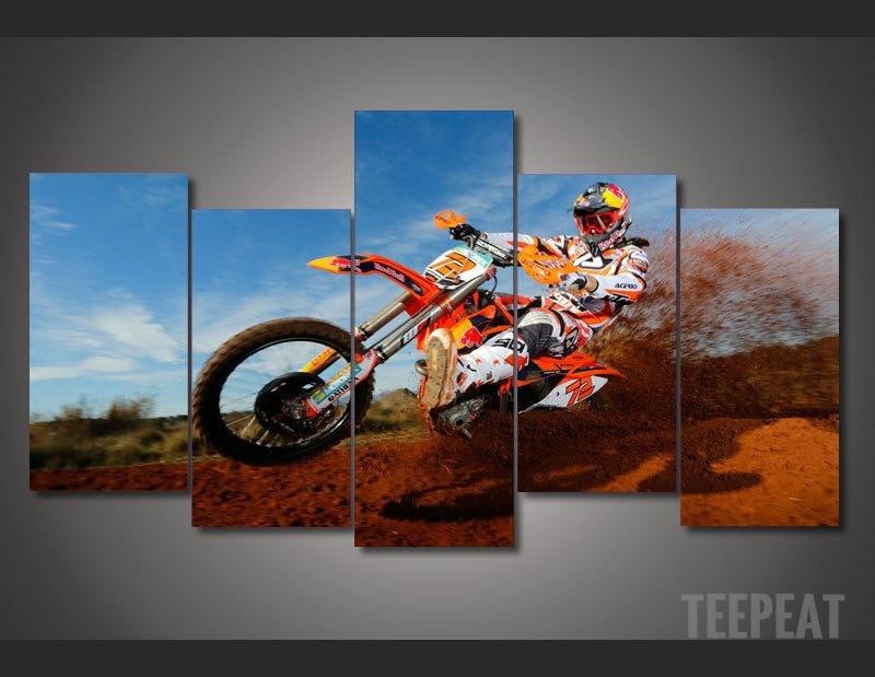 Motorcycle Racing - Sport 5 Panel Canvas Art Wall Decor Motorcycle Racing - Sport 5 Panel Canvas Art Wall Decor
