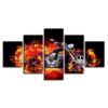 Motorcycle Tank Fenders Bike Fire - Abstract 5 Panel Canvas Art Wall Decor