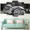 Motorcycle bike white balck - Automative 5 Panel Canvas Art Wall Decor