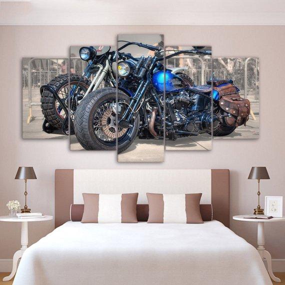 Motorcyles Harley Davidson 2 - Automative 5 Panel Canvas Art Wall Decor Motorcyles Harley Davidson 2 - Automative 5 Panel Canvas Art Wall Decor