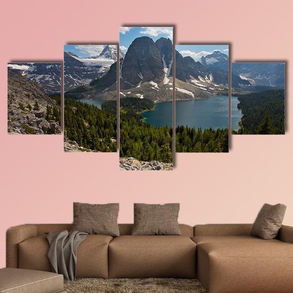 Mount Assiniboine In British Columbia - Nature 5 Panel Canvas Art Wall Decor Mount Assiniboine In British Columbia - Nature 5 Panel Canvas Art Wall Decor