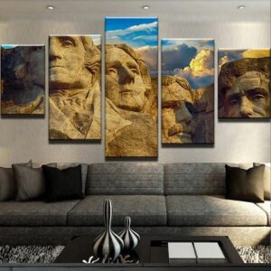 Mount Rushmor - Nature 5 Panel Canvas Art Wall Decor