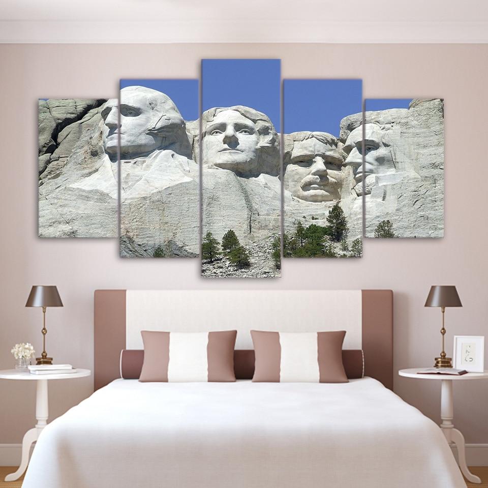 Mount Rushmore 01 - Nature 5 Panel Canvas Art Wall Decor Mount Rushmore 01 - Nature 5 Panel Canvas Art Wall Decor