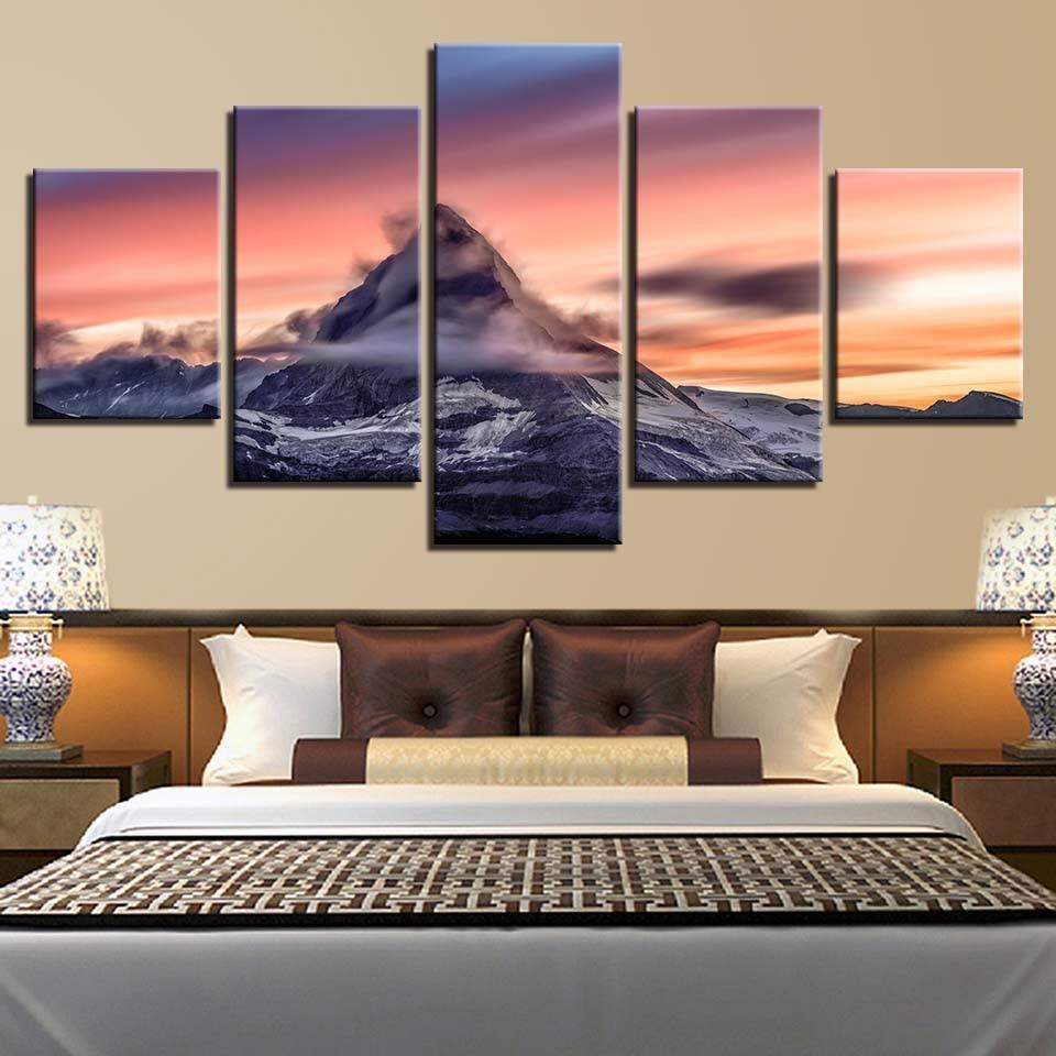 Mountain 20 - Nature 5 Panel Canvas Art Wall Decor Mountain 20 - Nature 5 Panel Canvas Art Wall Decor