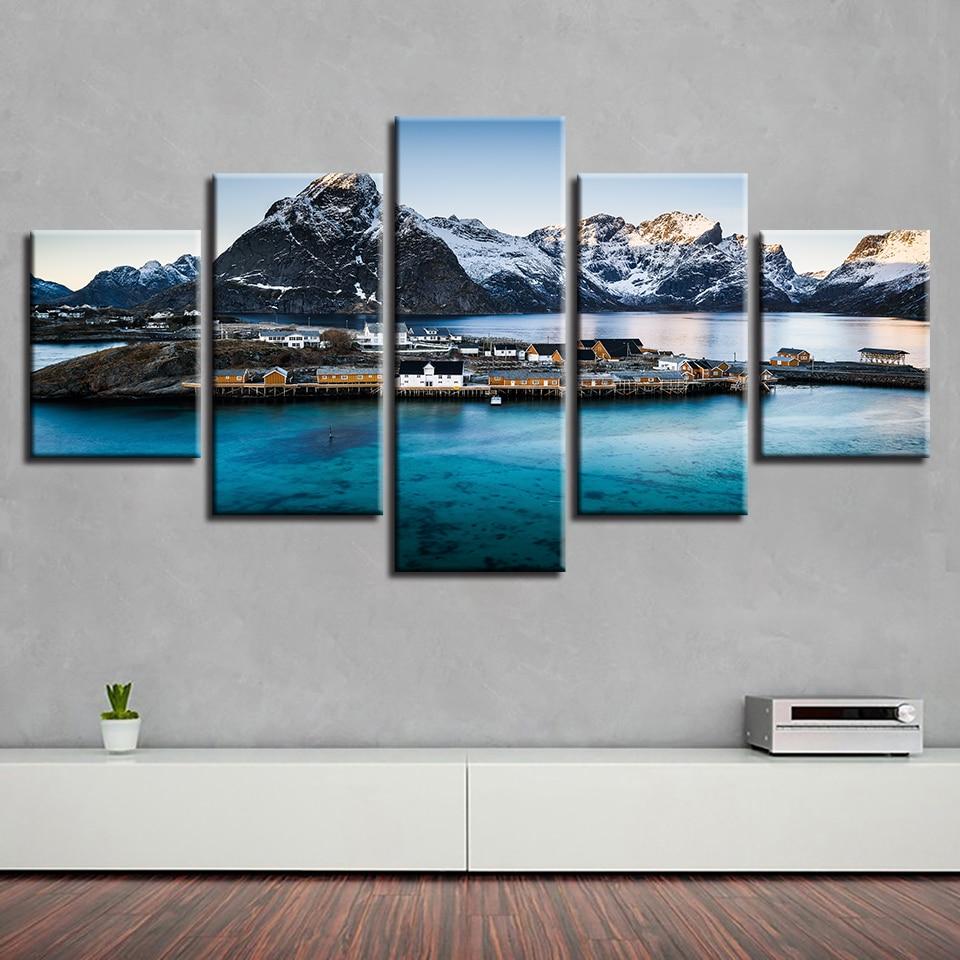 Mountain And Blue Sea 1 - Space 5 Panel Canvas Art Wall Decor Mountain And Blue Sea 1 - Space 5 Panel Canvas Art Wall Decor