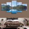 Mountain And Lake 3 - Nature 5 Panel Canvas Art Wall Decor