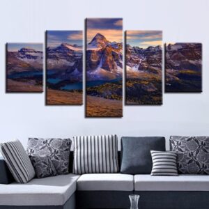 Mountain And River - Nature 5 Panel Canvas Art Wall Decor