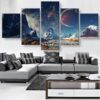 Mountain And Space - Nature 5 Panel Canvas Art Wall Decor