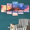 Mountain And White Cloud - Nature 5 Panel Canvas Art Wall Decor
