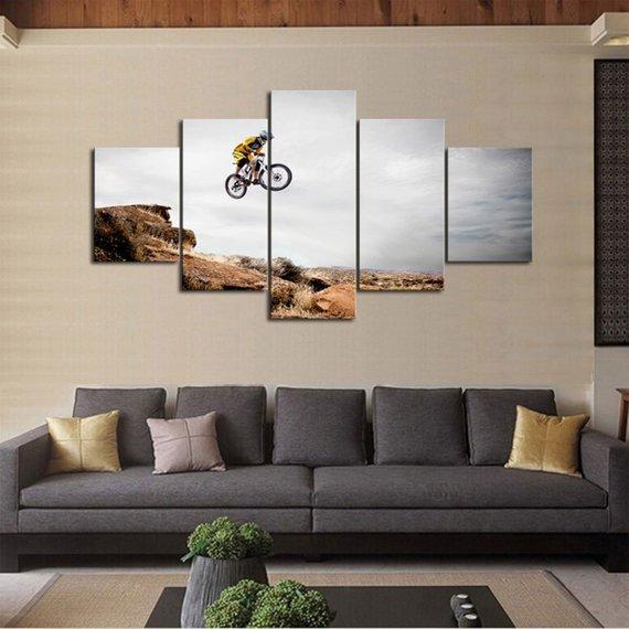 Mountain Biker - Automative 5 Panel Canvas Art Wall Decor Mountain Biker - Automative 5 Panel Canvas Art Wall Decor
