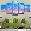 Mountain Blue Sky White Cloud 01 - Nature 5 Panel Canvas Art Wall Decor