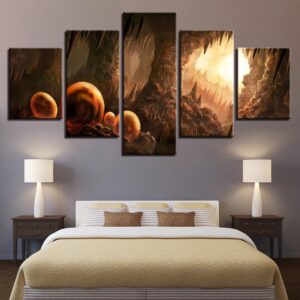 Mountain Cave Sunshine - Nature 5 Panel Canvas Art Wall Decor