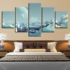 Mountain Cloud Moon - Space 5 Panel Canvas Art Wall Decor