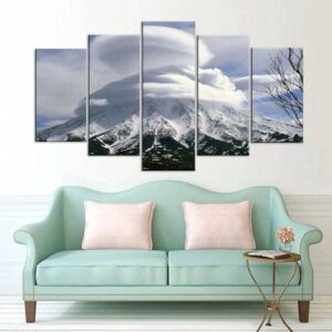 Mountain Cyclone Storm Large - Nature 5 Panel Canvas Art Wall Decor