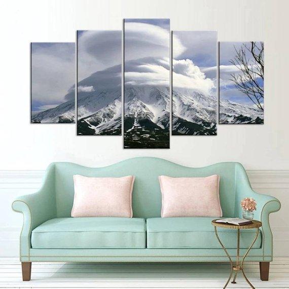 Mountain Cyclone Storm Large - Nature 5 Panel Canvas Art Wall Decor Mountain Cyclone Storm Large - Nature 5 Panel Canvas Art Wall Decor