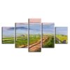 Mountain Farm House Path Field Scenery - Nature 5 Panel Canvas Art Wall Decor