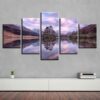 Mountain Green Tree Lake - Nature 5 Panel Canvas Art Wall Decor