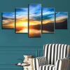Mountain Lake Blue Sky White Cloud 1 - Nature 5 Panel Canvas Art Wall Decor